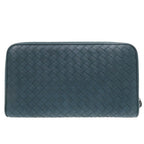 Bottega Veneta Zip Around Intrecciato Leather Blue Wallet — view 3