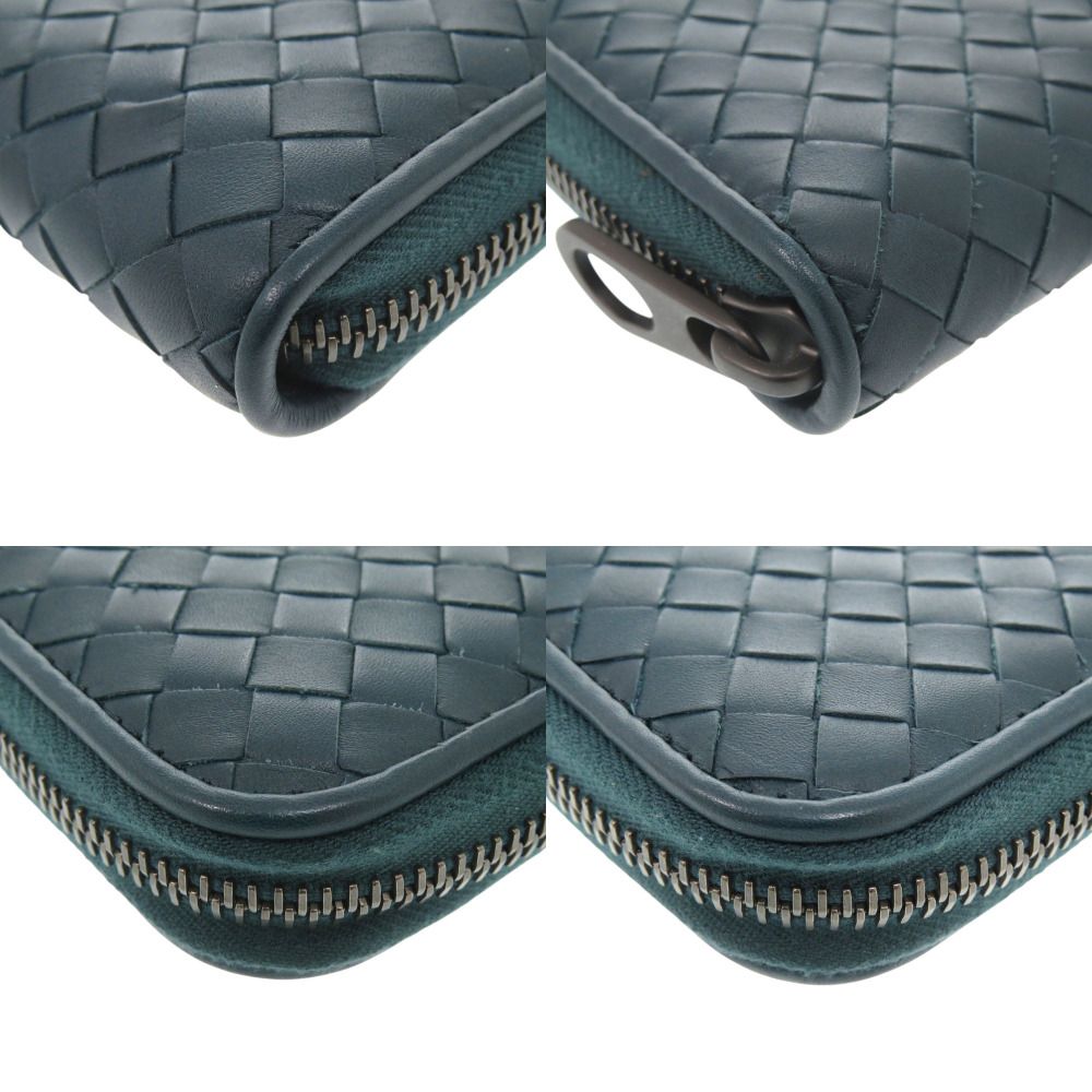 Bottega Veneta Zip Around Intrecciato Leather Blue Wallet — view 4