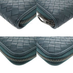 Bottega Veneta Zip Around Intrecciato Leather Blue Wallet — view 4