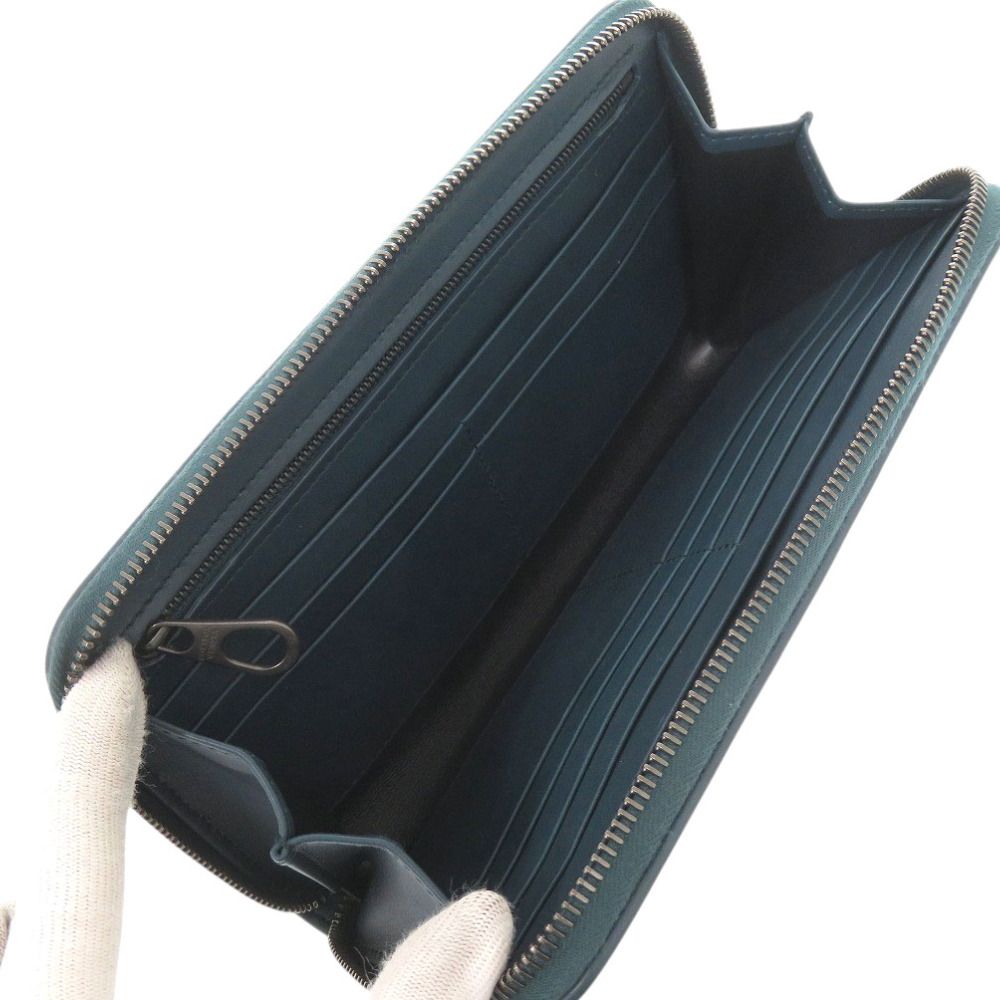 Bottega Veneta Zip Around Intrecciato Leather Blue Wallet — view 5