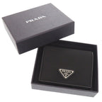 Prada Triangle Logo Nylon Saffiano Leather Black Bifold Wallet — view 2