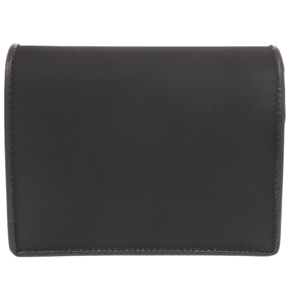 Prada Triangle Logo Nylon Saffiano Leather Black Bifold Wallet — view 3
