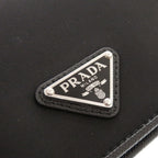 Prada Triangle Logo Nylon Saffiano Leather Black Bifold Wallet — view 8