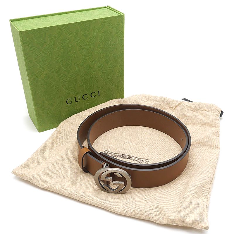 Gucci Interlocking G Belt 95 Brown Leather — view 8