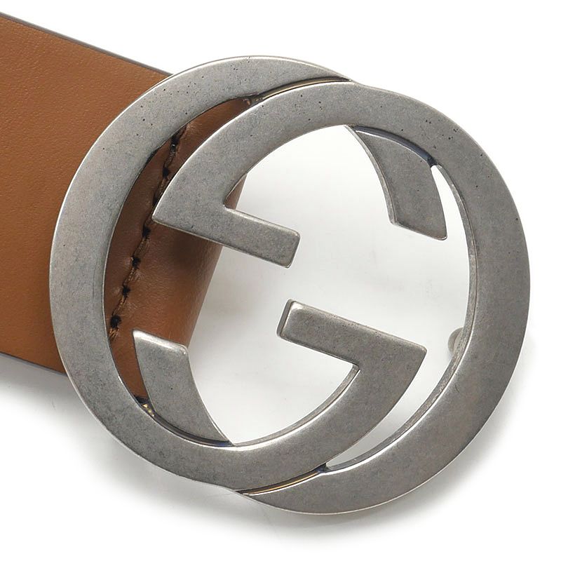Gucci Interlocking G Belt 95 Brown Leather — view 3