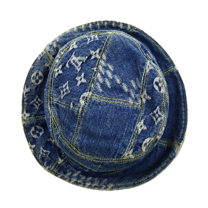 Louis Vuitton Bonnet Damier Giant Hat Wave Monogram Blue 58 — view 4
