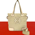 Loewe Anagram Canvas Leather 2-Way Shoulder Bag Tote Beige Pink