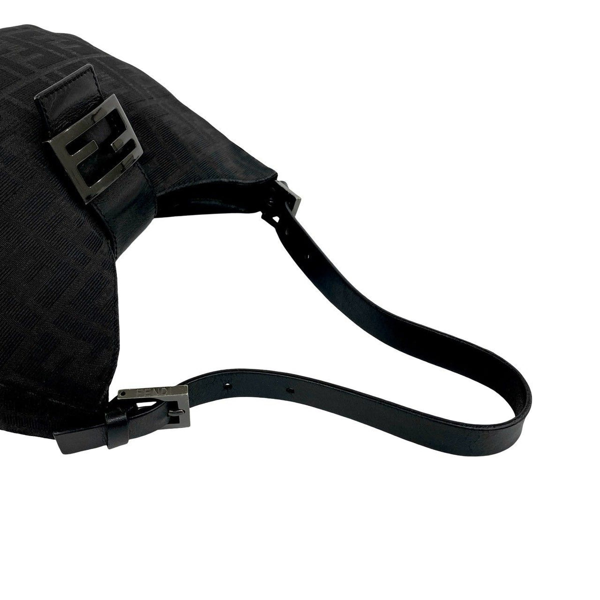 Fendi Zucca FF Logo Pattern Canvas Leather Shoulder Bag Black — view 4