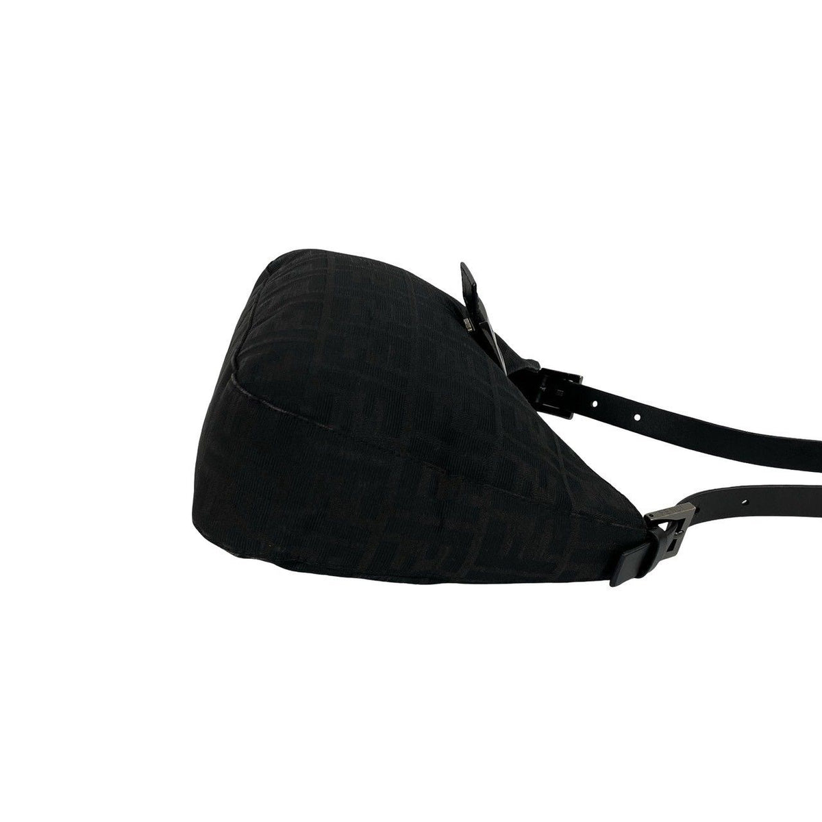 Fendi Zucca FF Logo Pattern Canvas Leather Shoulder Bag Black — view 6