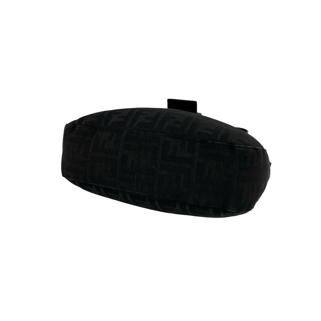 Fendi Zucca FF Logo Pattern Canvas Leather Shoulder Bag Black — view 8