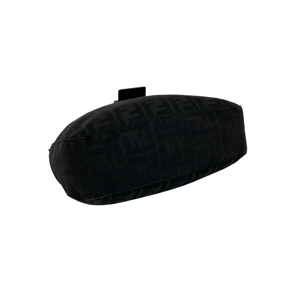 Fendi Zucca FF Logo Pattern Canvas Leather Shoulder Bag Black — view 7