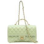 Chanel Mint Green Lambskin Chain Top Handle Quilted 23