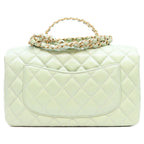 Chanel Mint Green Lambskin Chain Top Handle Quilted 23 — view 3