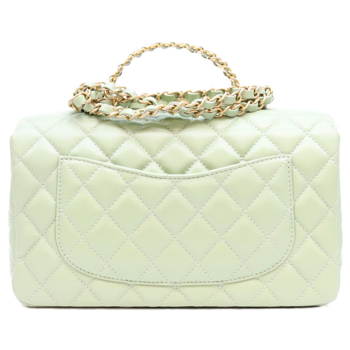 Chanel Mint Green Lambskin Chain Top Handle Quilted 23 — view 3