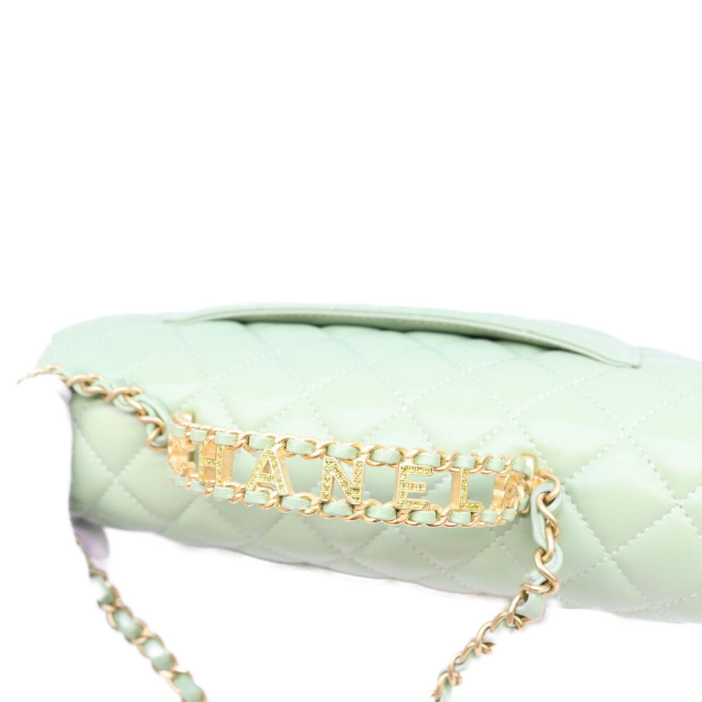 Chanel Mint Green Lambskin Chain Top Handle Quilted 23 — view 7