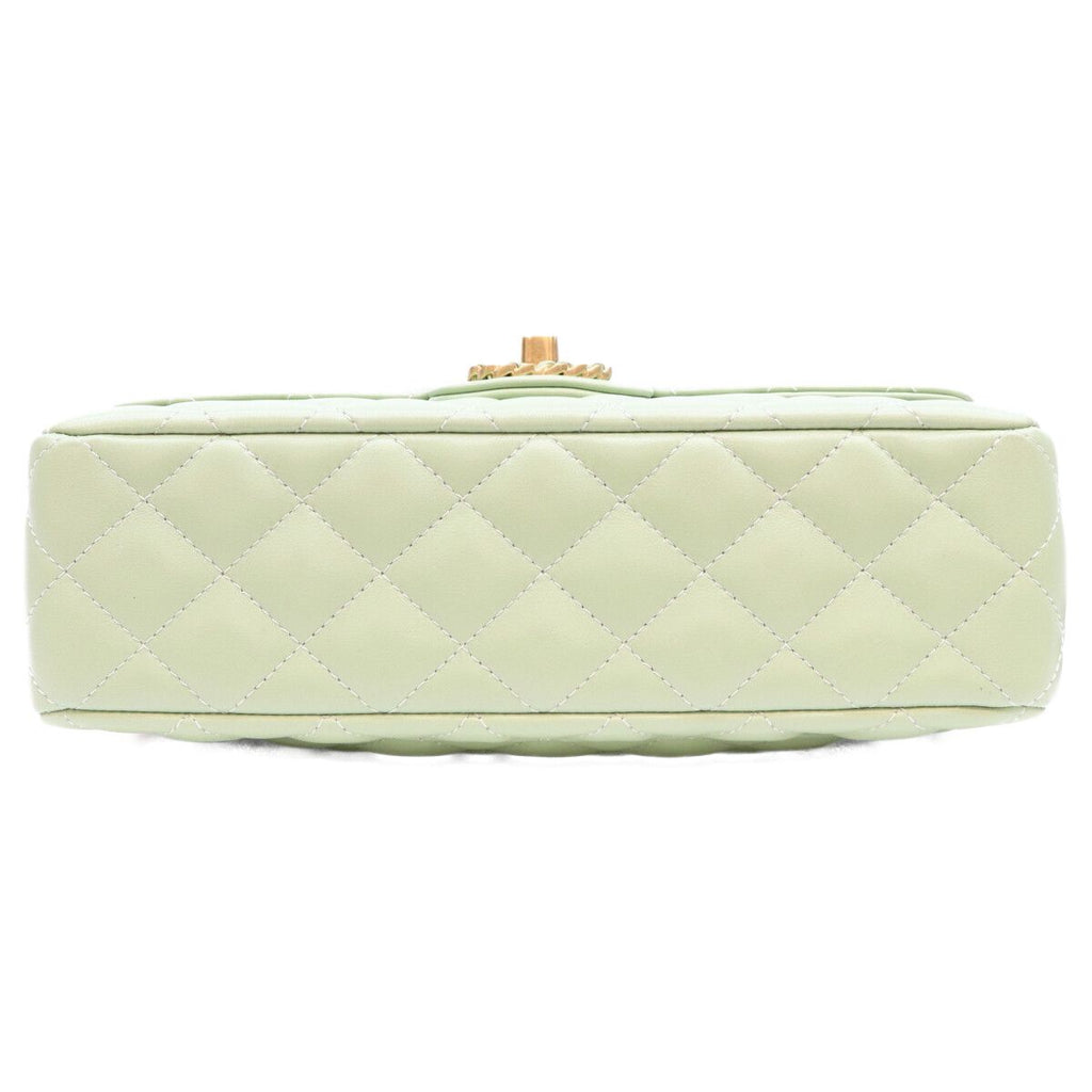 Chanel Mint Green Lambskin Chain Top Handle Quilted 23 — view 5