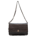 Chanel Black Lambskin Silver Camellia Chain Wallet Shoulder Bag