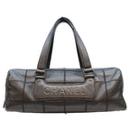 Chanel Black Caviar Choco Bar Silver Mini Boston Bag