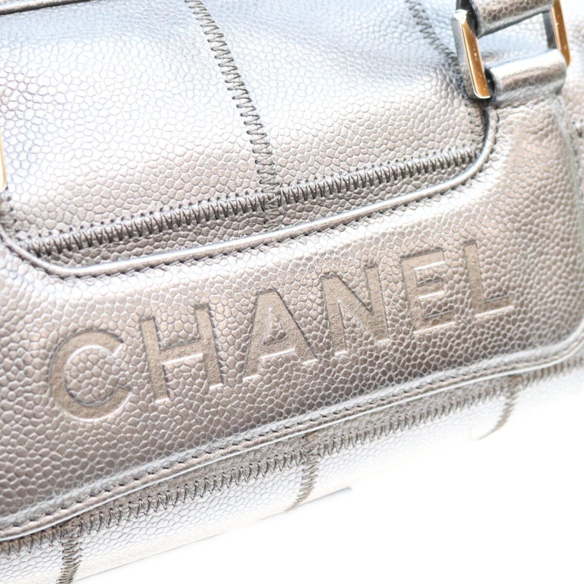 Chanel Black Caviar Choco Bar Silver Mini Boston Bag — view 6