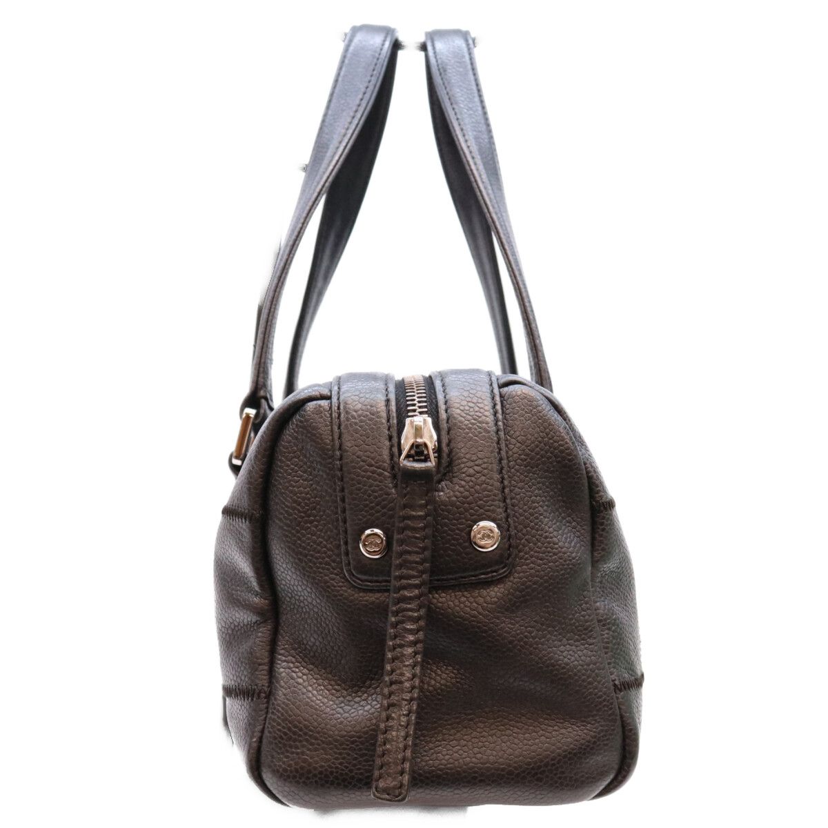 Chanel Black Caviar Choco Bar Silver Mini Boston Bag — view 4