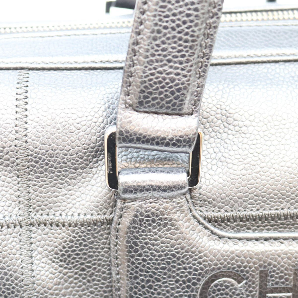 Chanel Black Caviar Choco Bar Silver Mini Boston Bag — view 8