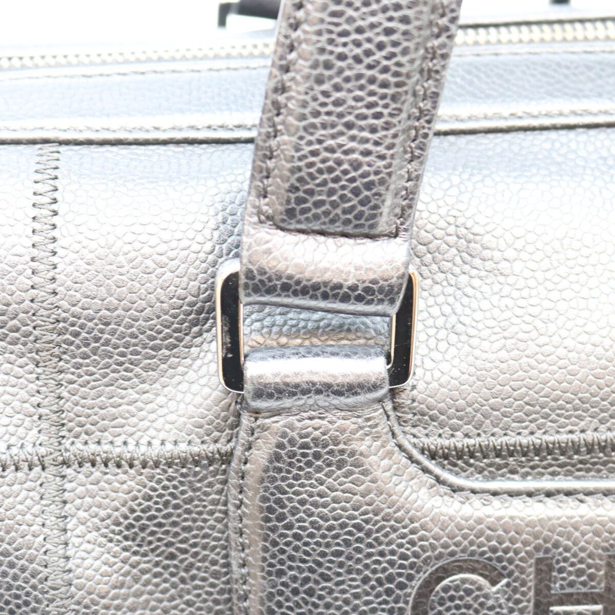 Chanel Black Caviar Choco Bar Silver Mini Boston Bag — view 8