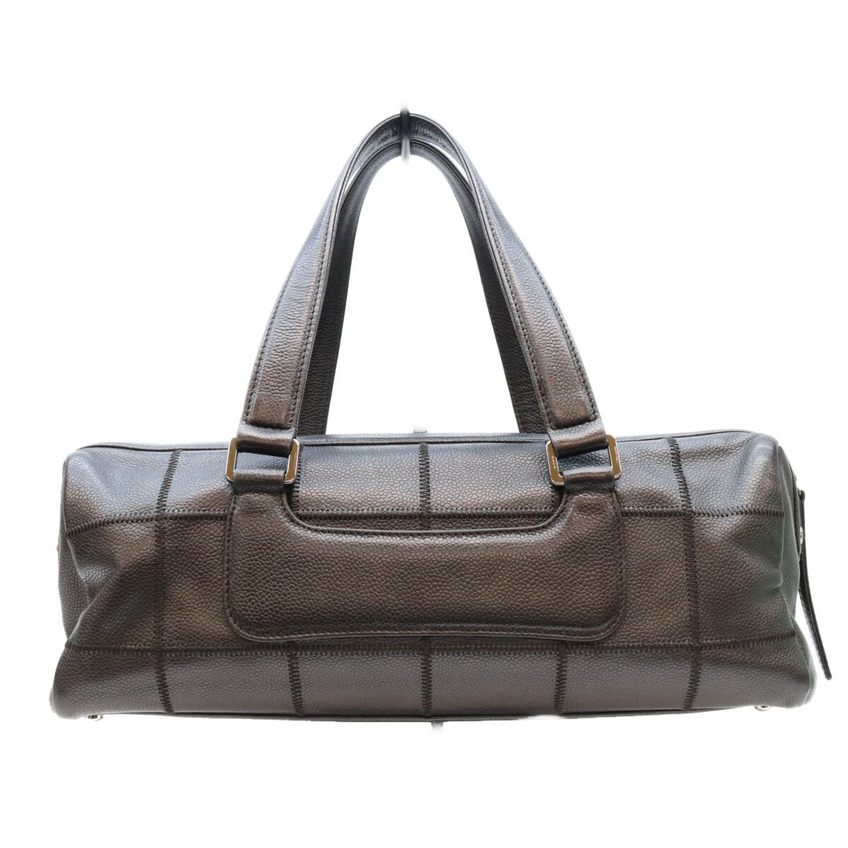 Chanel Black Caviar Choco Bar Silver Mini Boston Bag — view 3