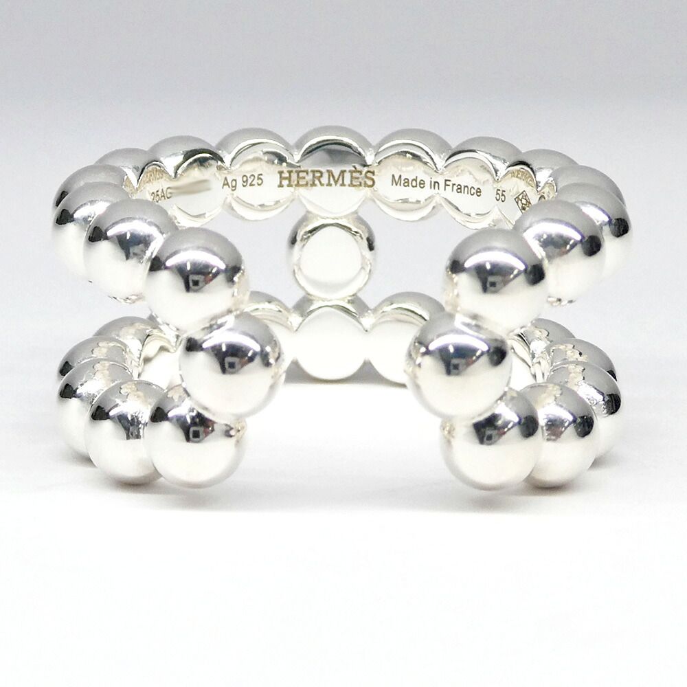 Hermes Chaine D'ancre Alea Beads Ring 55 925 Sterling Silver — view 4