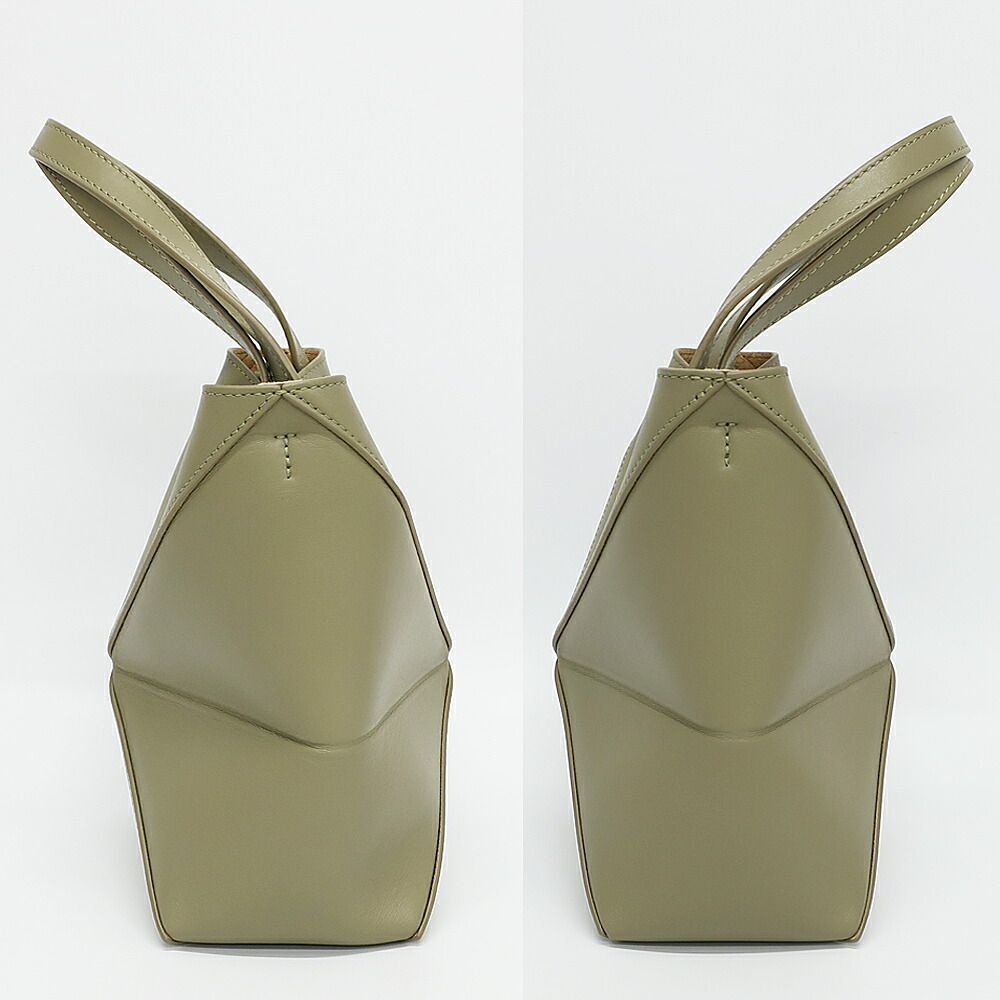 Loewe Puzzle Fold Tote Mini 2-Way Shoulder Bag Khaki Green Leather — view 4