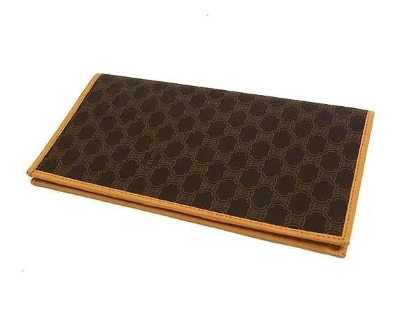 Celine Wallet Macadam Pattern Billfold Brown Leather Vintage Bifold — view 2