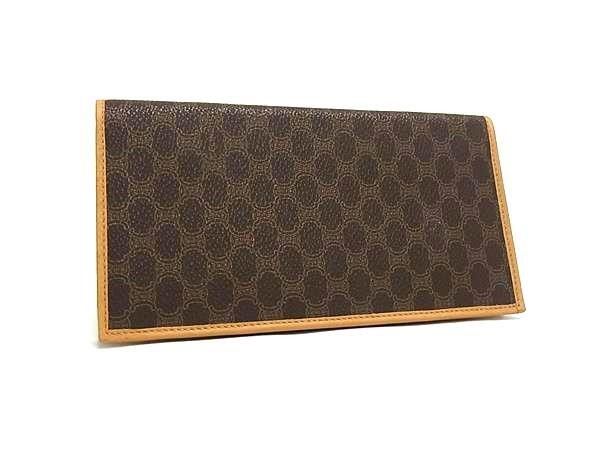 Celine Wallet Macadam Pattern Billfold Brown Leather Vintage Bifold