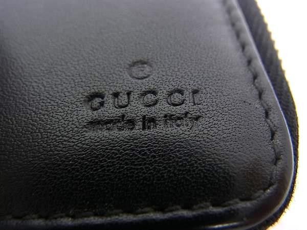 Gucci Bifold Wallet Zip Around Compact Black Leather Billfold Sherry Line — view 5