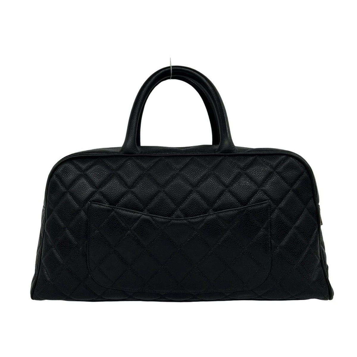 Chanel Quilted CC Logo Caviar Leather Mini Boston Bag Black — view 3