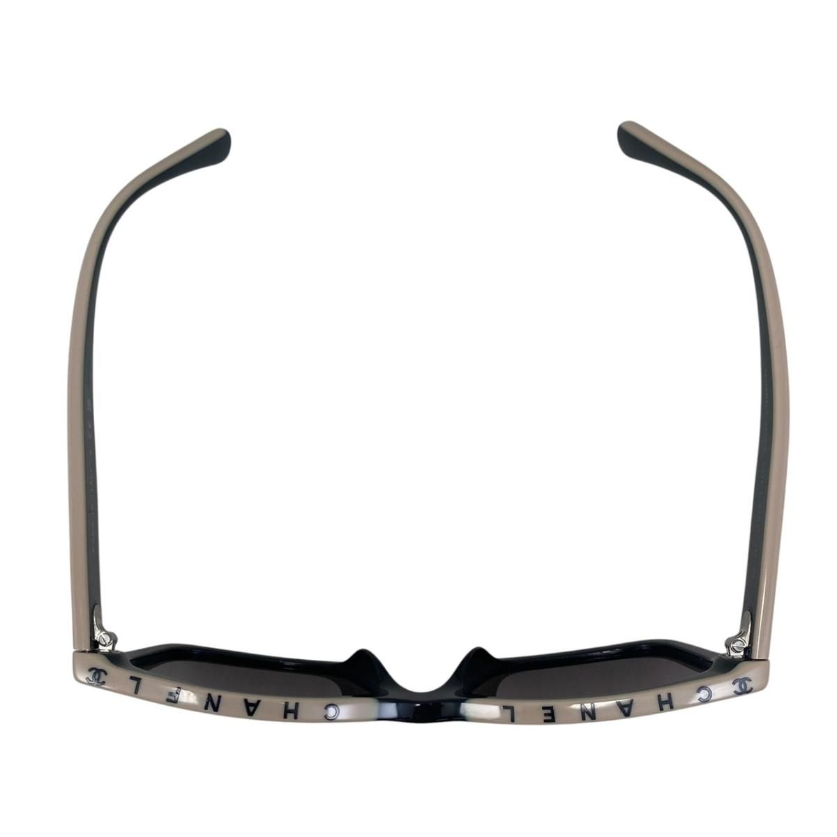 Chanel Sunglasses Square Shape Black White Logo CC Silver Eyewear — view 5