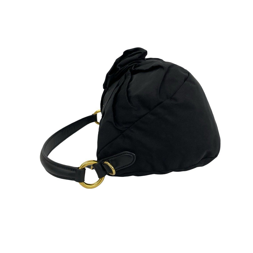 Prada Logo Tessuto Pocono Nylon Leather 2-Way Shoulder Bag Black — view 5