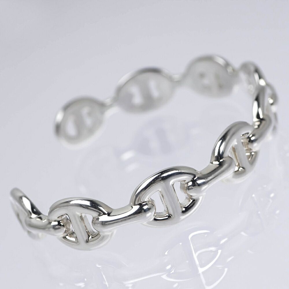 Hermes Chaine D'ancre Enchainee ST Silver Bangle Bracelet — view 2