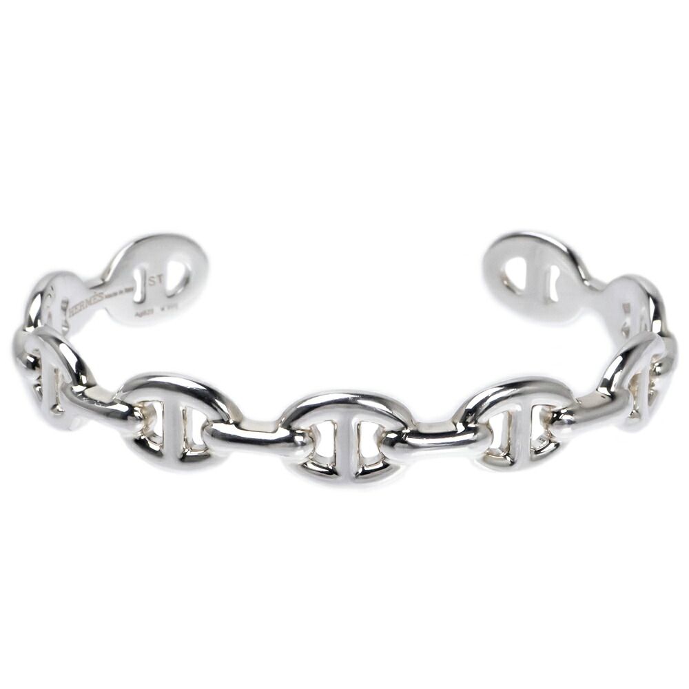 Hermes Chaine D'ancre Enchainee ST Silver Bangle Bracelet