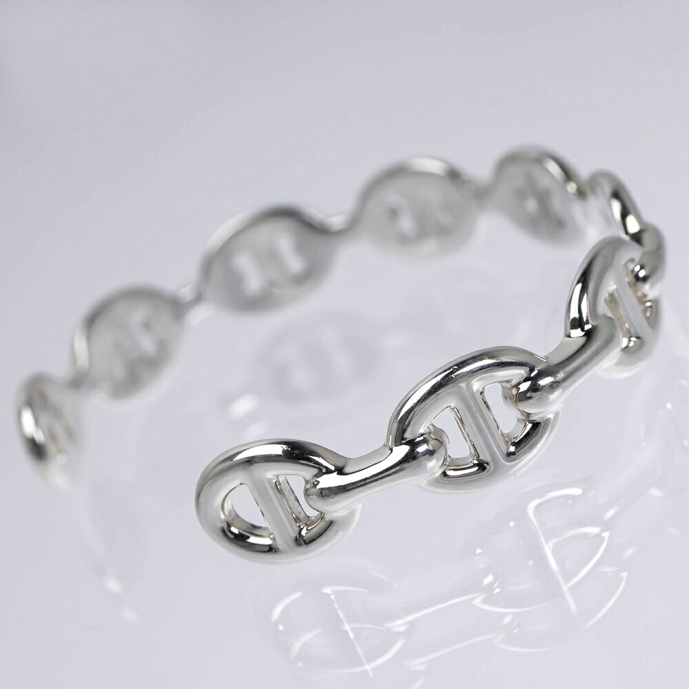Hermes Chaine D'ancre Enchainee ST Silver Bangle Bracelet — view 4