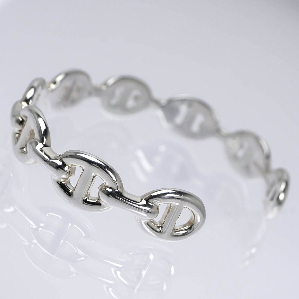 Hermes Chaine D'ancre Enchainee ST Silver Bangle Bracelet — view 5