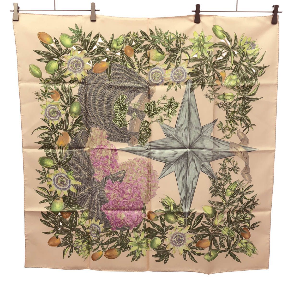Hermes Carre 90 Passi Flores Passion Flower Scarf Pink — view 2
