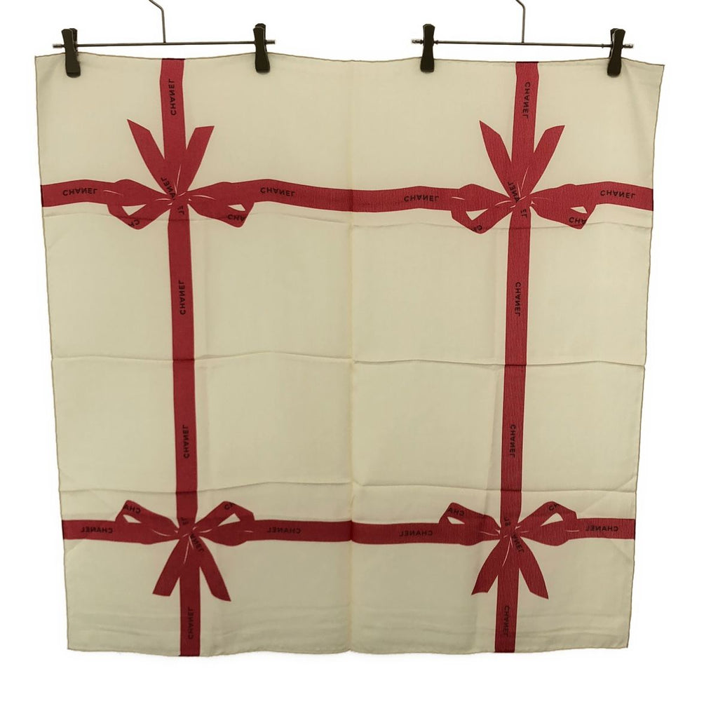 Chanel Ribbon Scarf Ivory Red — view 2