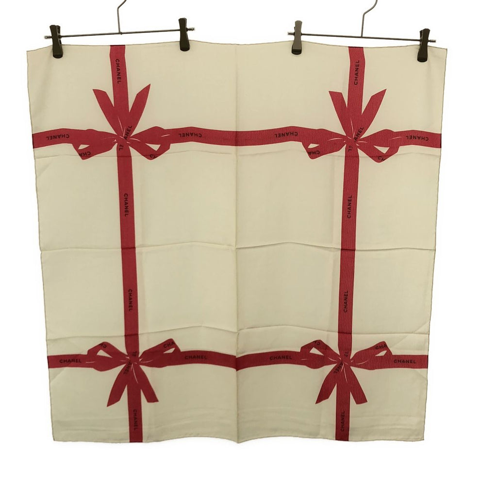 Chanel Ribbon Scarf Ivory Red
