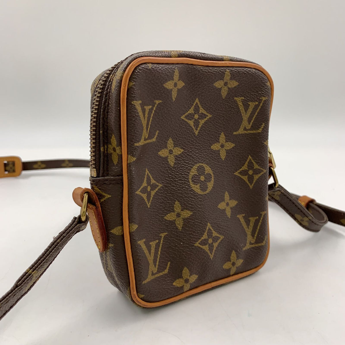 Louis Vuitton Mini Danube Monogram Leather Brown Light Shoulder Bag Gold — view 2