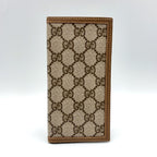 Gucci GG Canvas Leather Brown Beige Wallet Gold 034