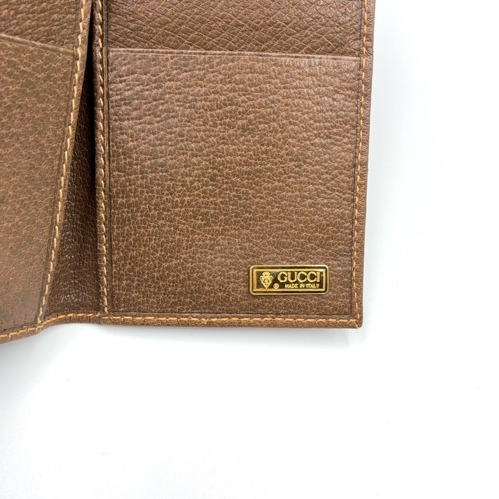 Gucci GG Canvas Leather Brown Beige Wallet Gold 034 — view 4