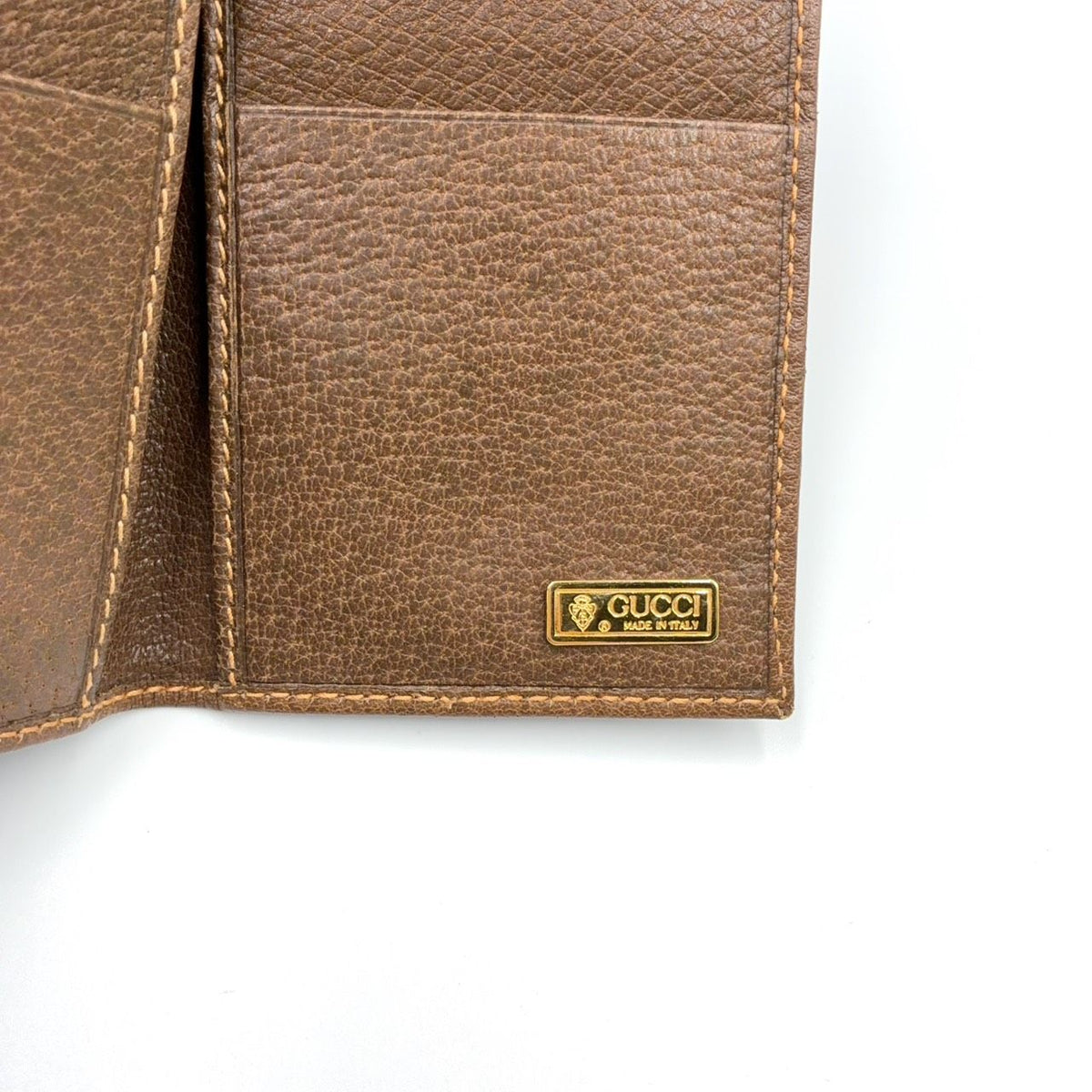 Gucci GG Canvas Leather Brown Beige Wallet Gold 034 — view 4