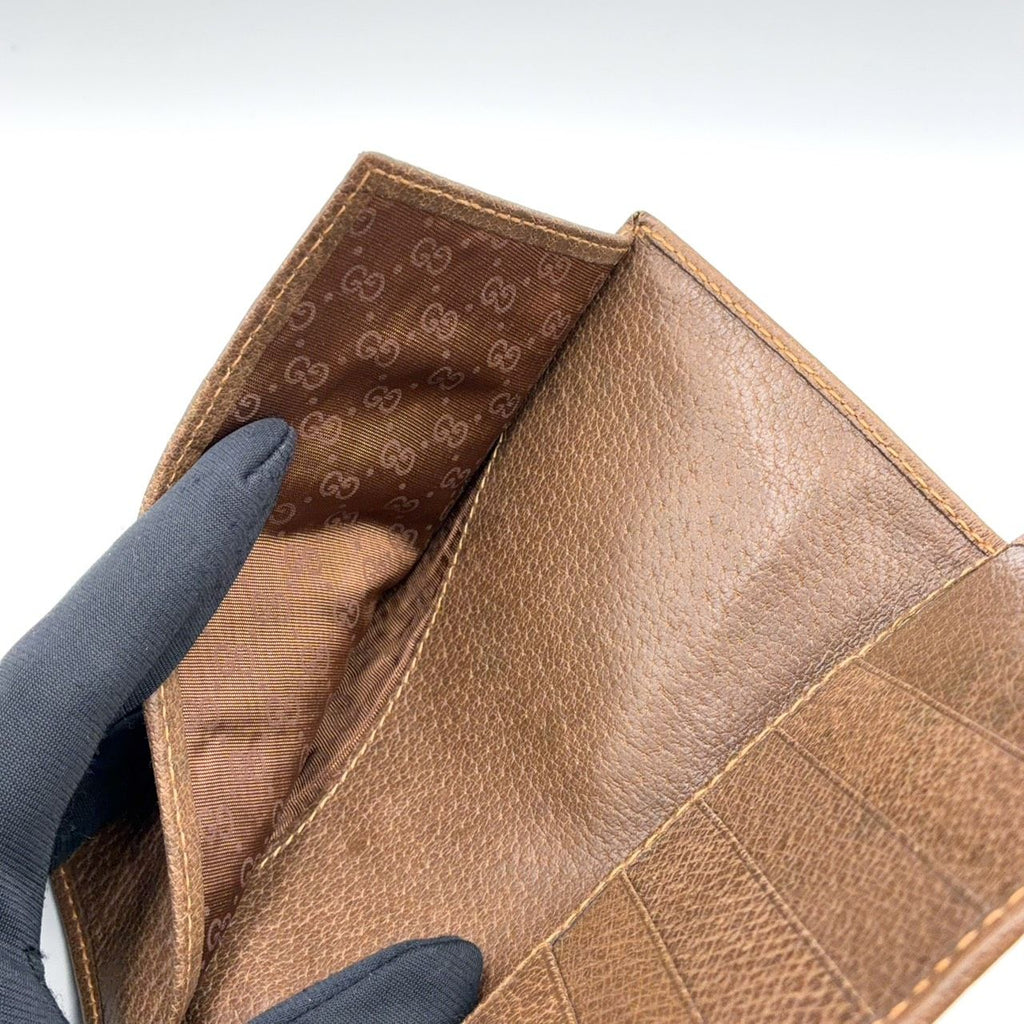 Gucci GG Canvas Leather Brown Beige Wallet Gold 034 — view 5