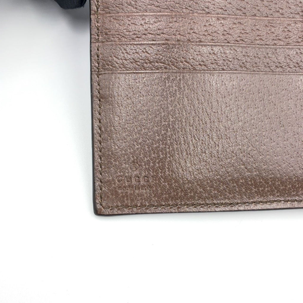 Gucci Ophidia GG French Flap Wallet Leather Brown Beige Bifold Gold — view 4