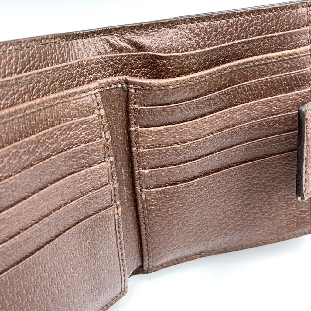 Gucci Ophidia GG French Flap Wallet Leather Brown Beige Bifold Gold — view 5