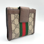 Gucci Ophidia GG French Flap Wallet Leather Brown Beige Bifold Gold — view 2